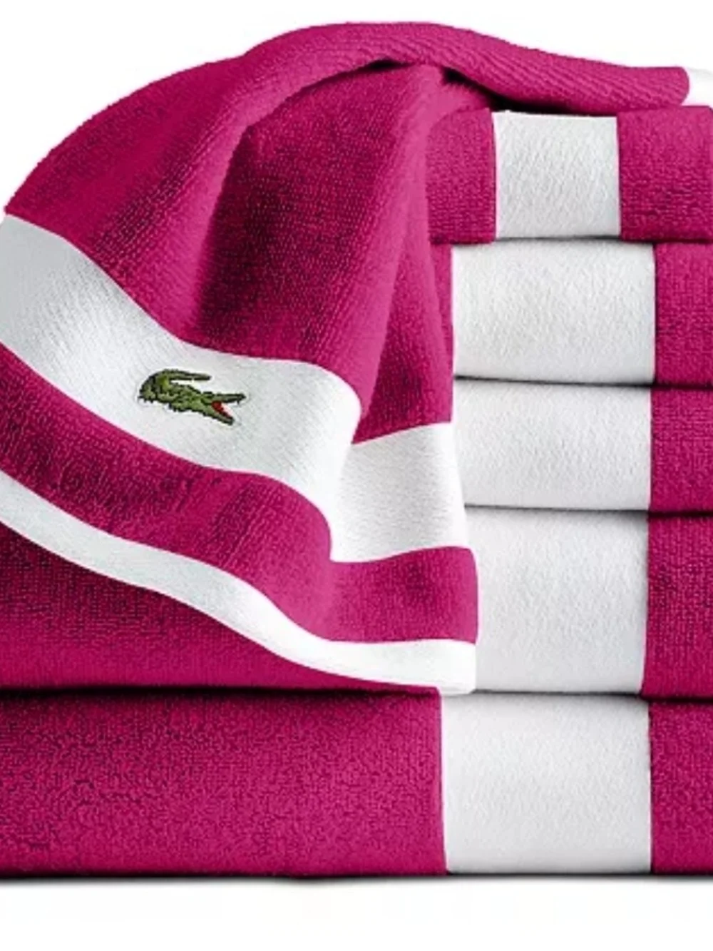 Lacoste Heritage Sport Stripe Logo Cotton 6-Pc. Bath Towel Set Pink